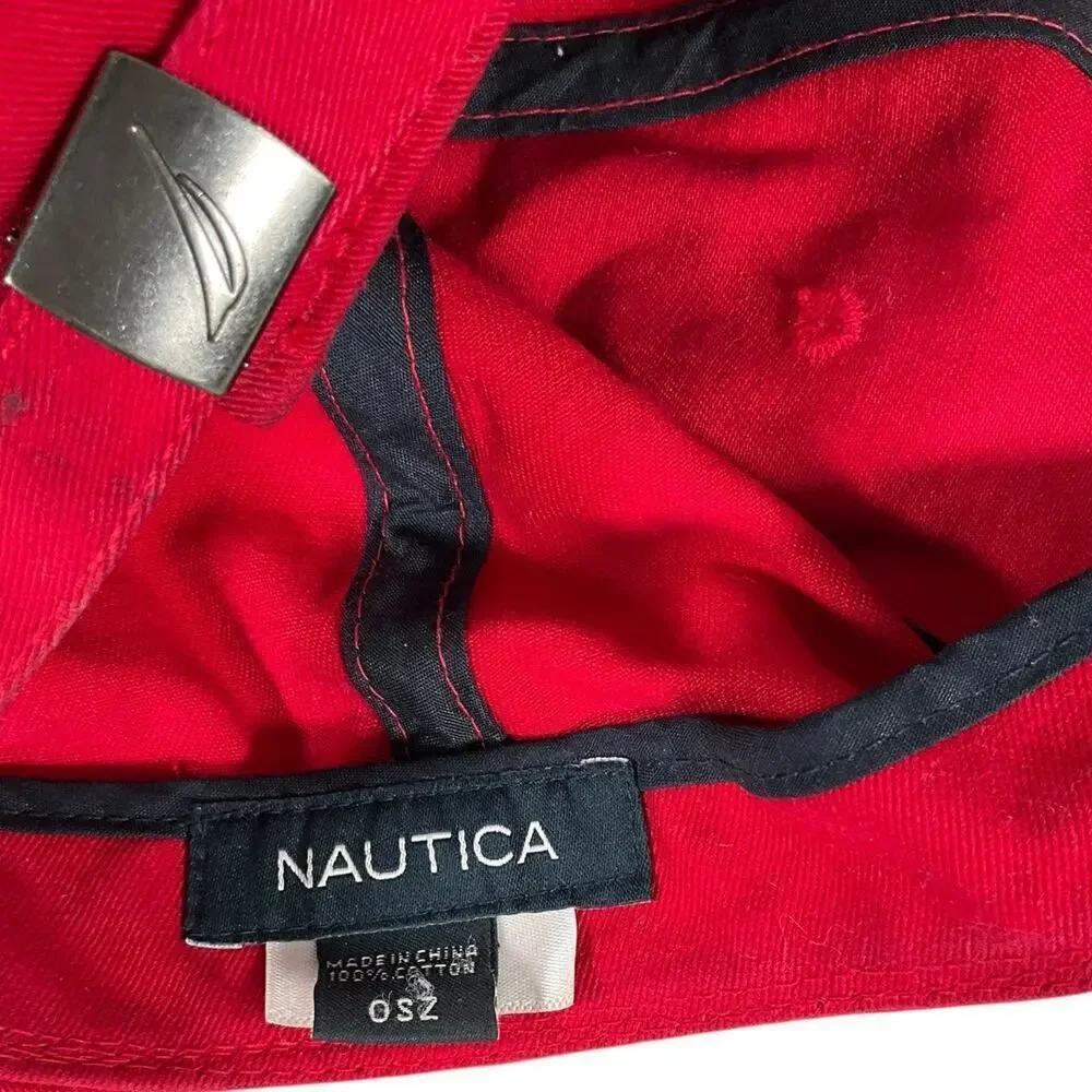 NAUTICA Baseball Cap Red Blue One Size 100% Cotton Used Outdoor Active